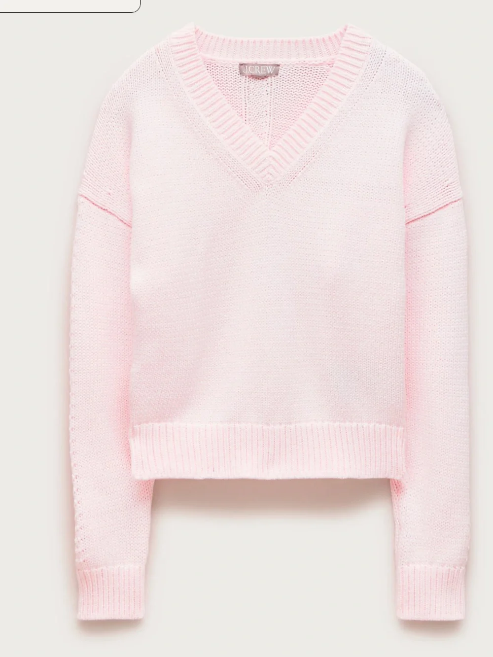 J crew white rose Cotton-blend V-neck pullover sweater